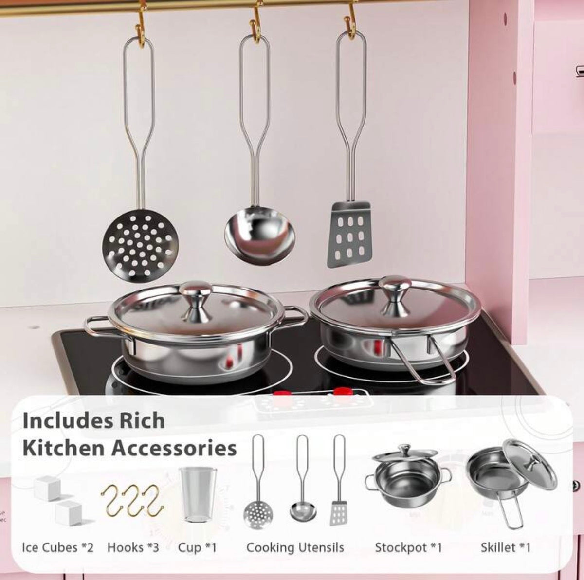 TidyMini RoséChef™ Interactive Play Kitchen with Lights, Sounds & Ice Maker