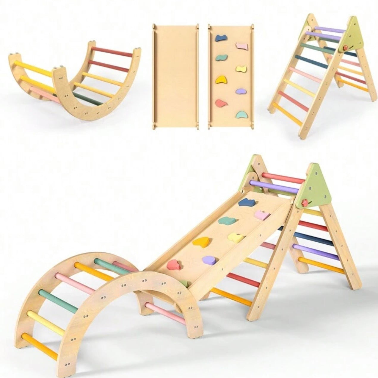 TidyMini™ 5-in-1 Montessori Wooden Climbing Set