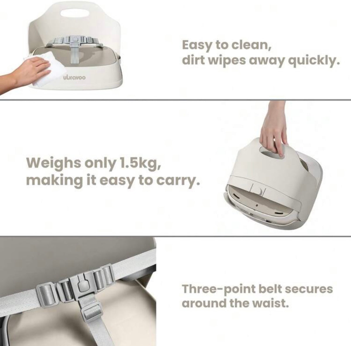 TidyMini™ GoNest Portable Booster Seat — Foldable Dining Chair Booster with 3-Point Harness & Dual Secure Straps