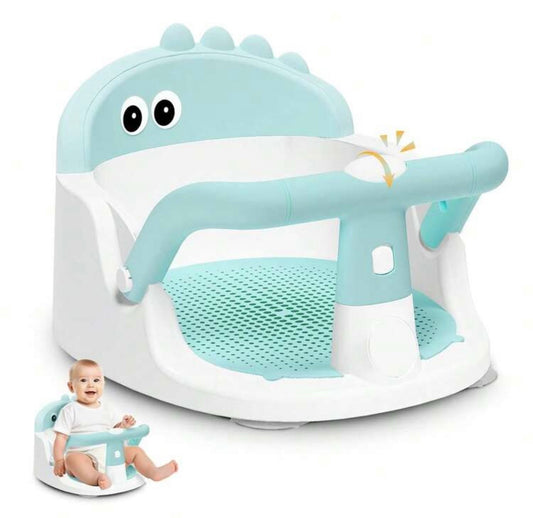 TidyMini™ DinoSit Baby Bath Seat — 360° Support with Non-Slip Cushion & Suction Base
