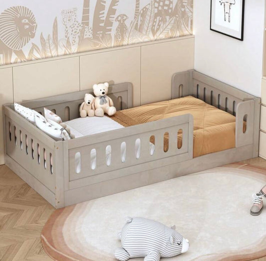 TidyMini Haven™ Twin Montessori Floor Bed with Guardrails