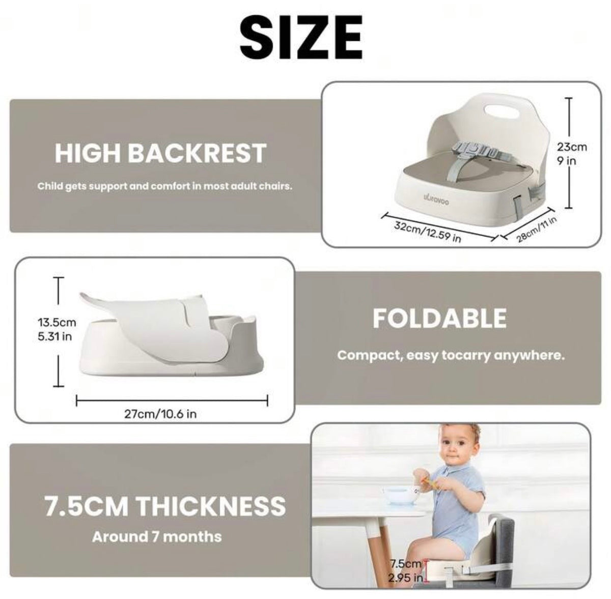 TidyMini™ GoNest Portable Booster Seat — Foldable Dining Chair Booster with 3-Point Harness & Dual Secure Straps