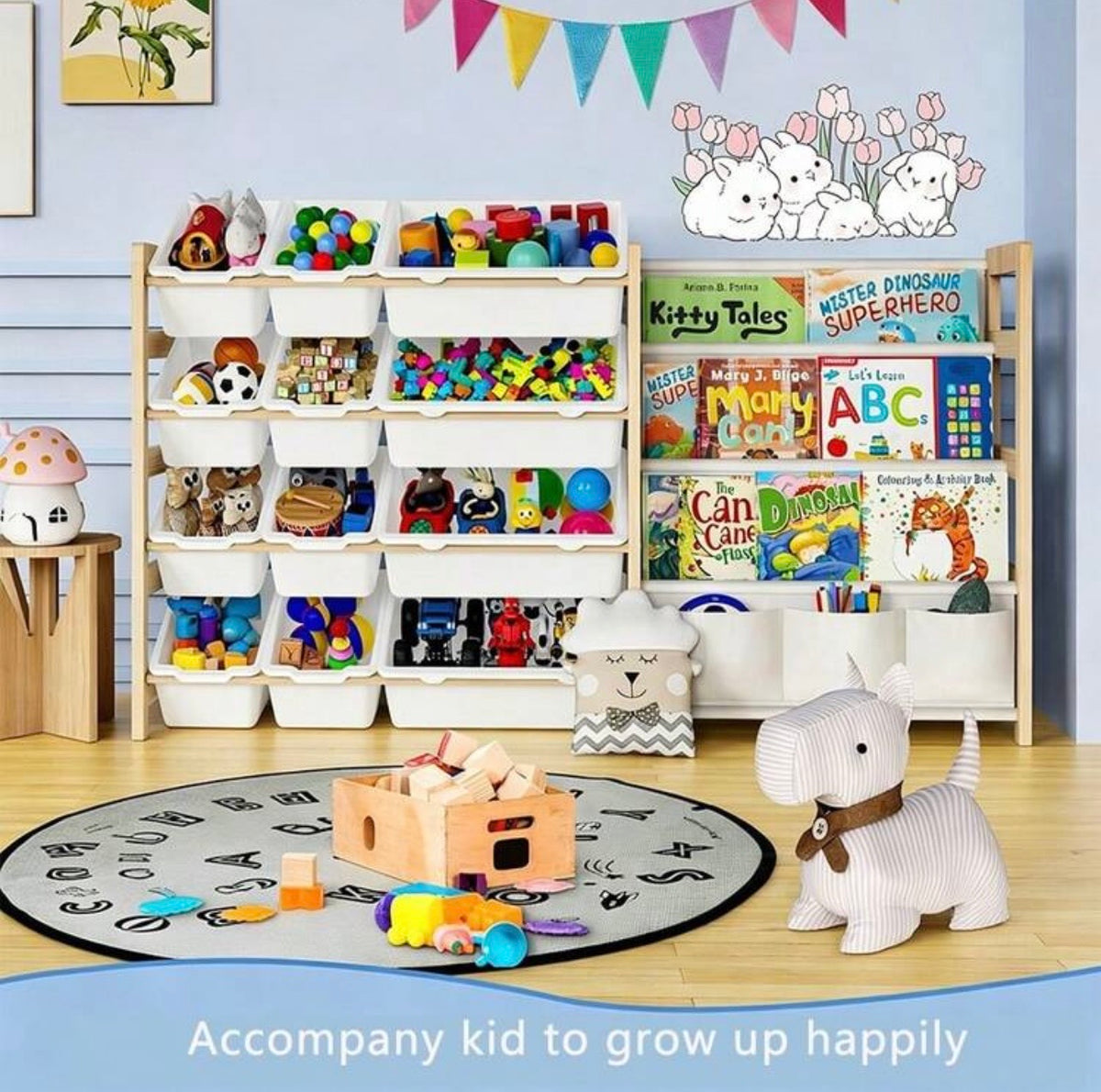 TidyMini™ StorySort 2-in-1 Toy Organizer & Sling Bookshelf