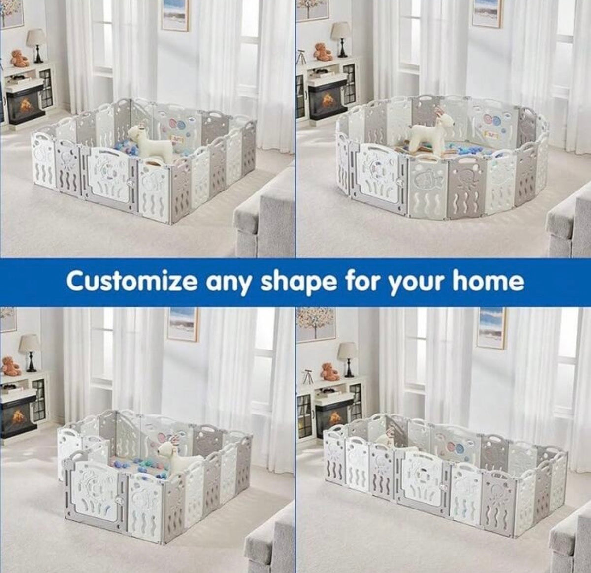 TidyMini™ FlexiNest Modular Baby Playpen — Foldable 14/18-Panel Play Space with Interactive Activity Panel