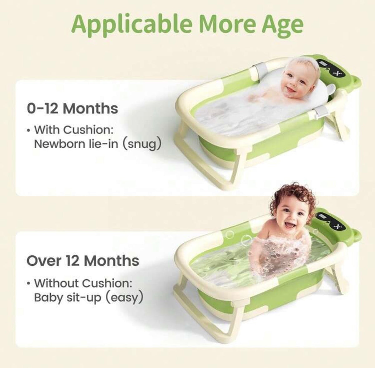 TidyMini™ TeddyFold Smart Baby Bathtub — Foldable Bath with Digital Thermometer & Newborn Cushion