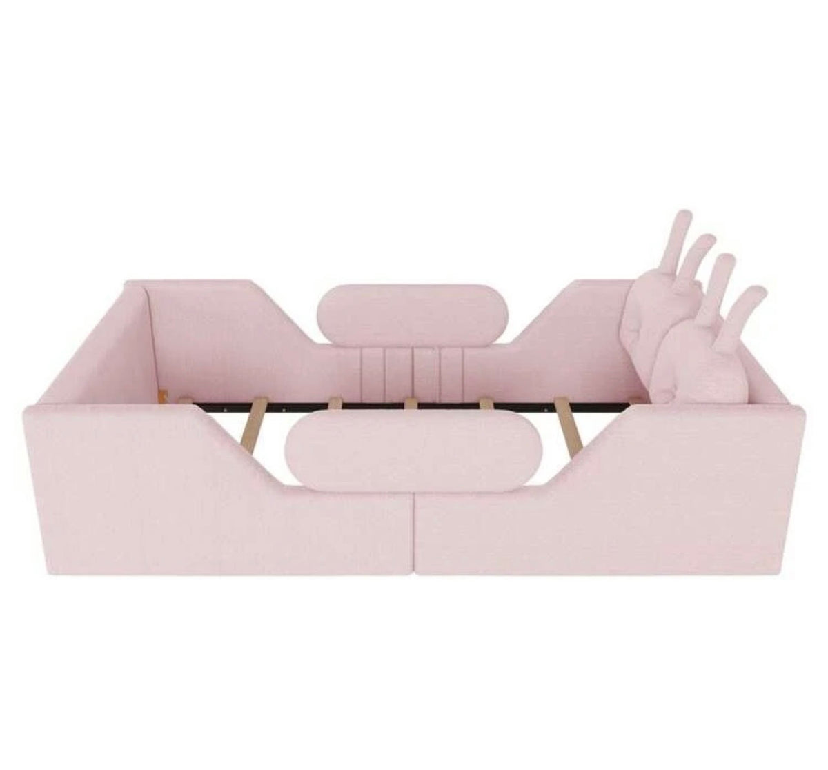 TidyMini BunnyNest™ Upholstered Twin Kids Bed with Guardrails