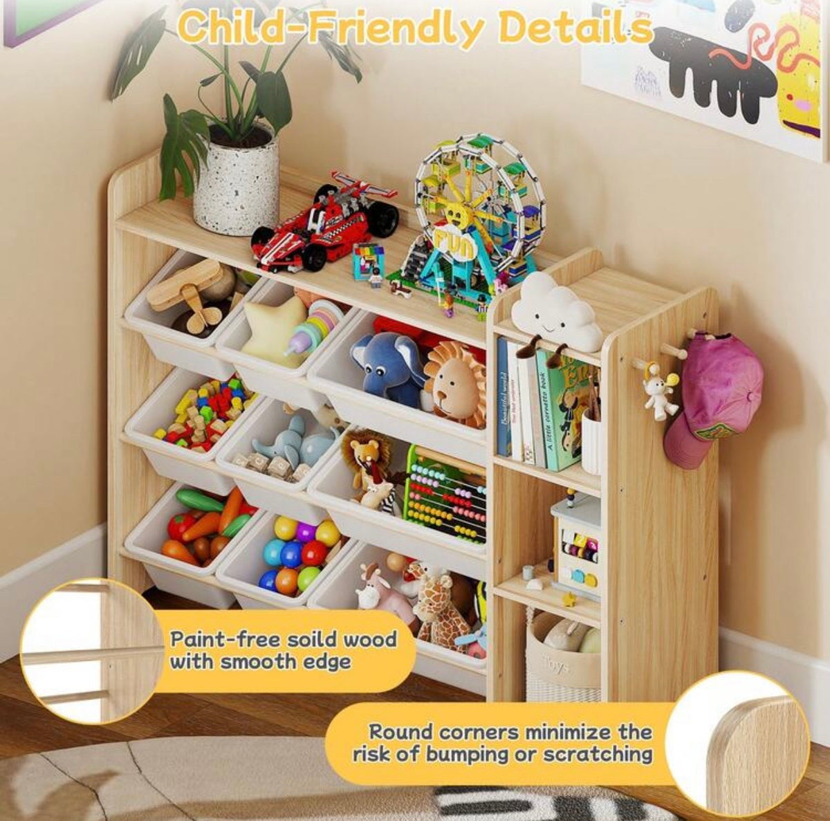 TidyMini™ SortNest 3-in-1 Toy Organizer & Kids Bookshelf