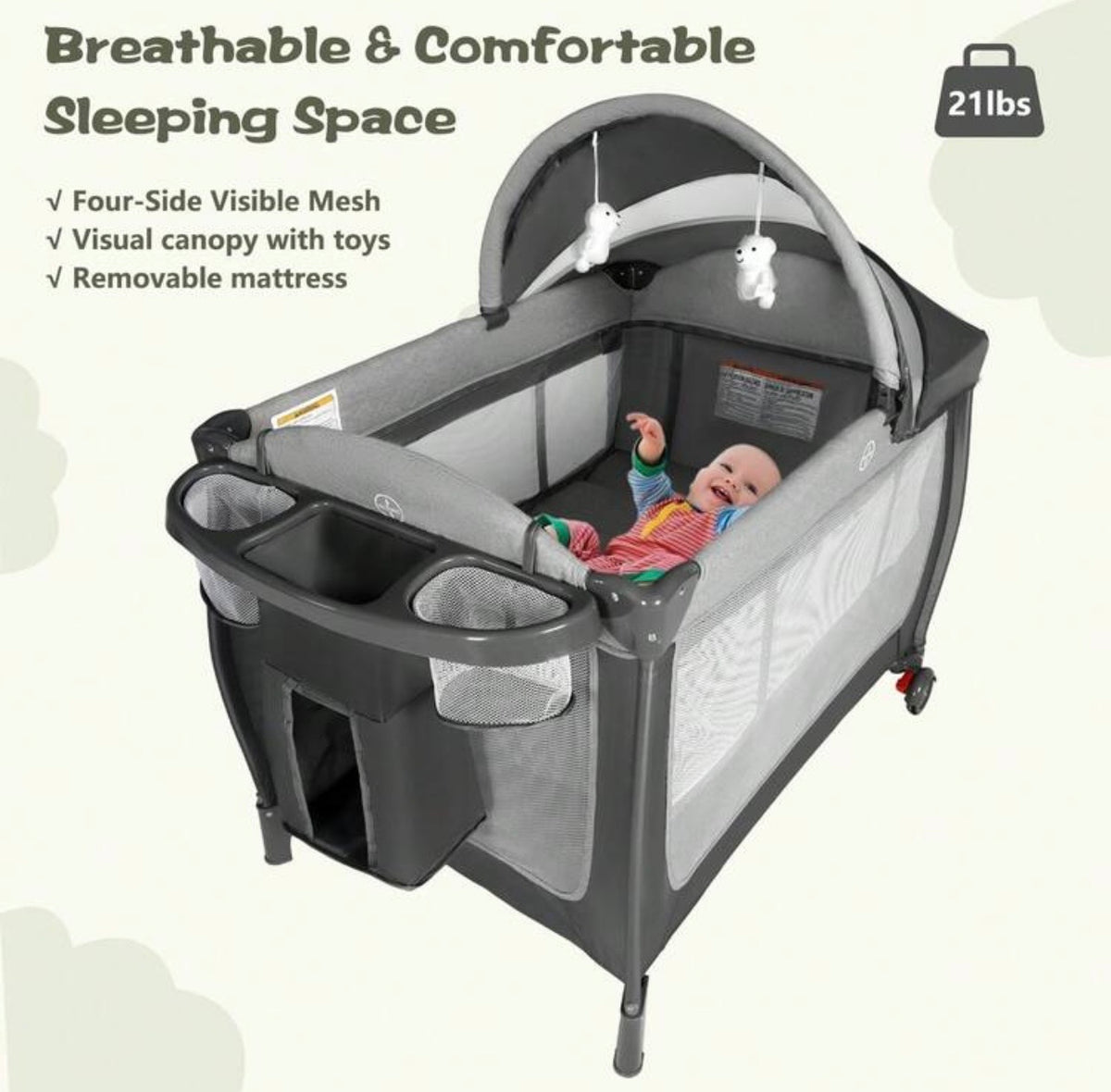 TidyMini™ HavenNest 4-in-1 Baby Playard & Bassinet