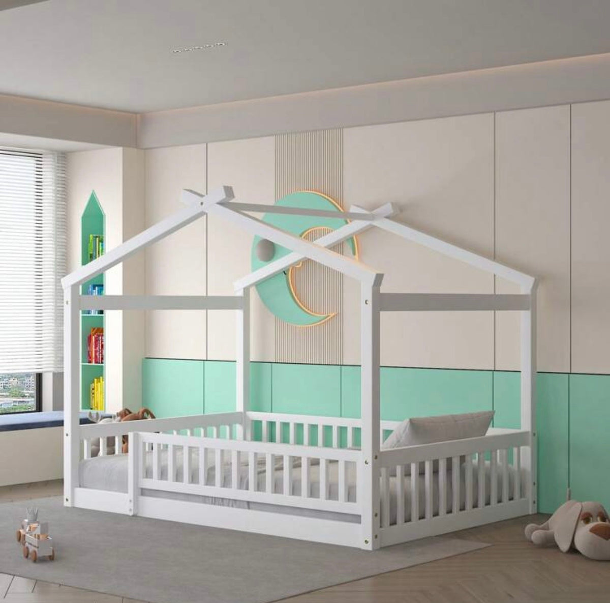 TidyMini™ DreamCottage™ Full House Floor Bed with Guardrails