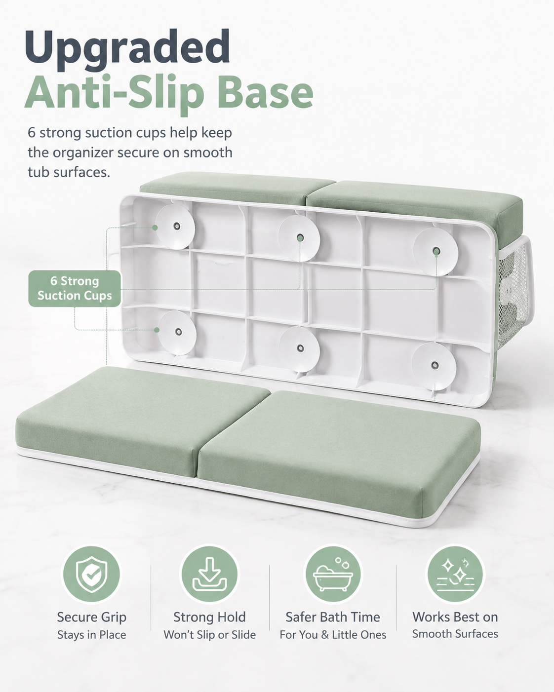TidyMini™ BathCloud 2-in-1 Bath Kneeler & Elbow Rest — Cushioned Bath Support with 4 Storage Pockets