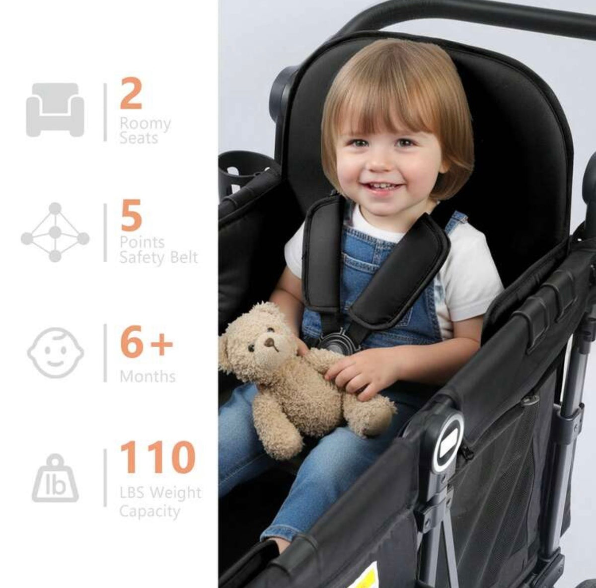 TidyMini TrailNest™ 4-in-1 Double Stroller Wagon