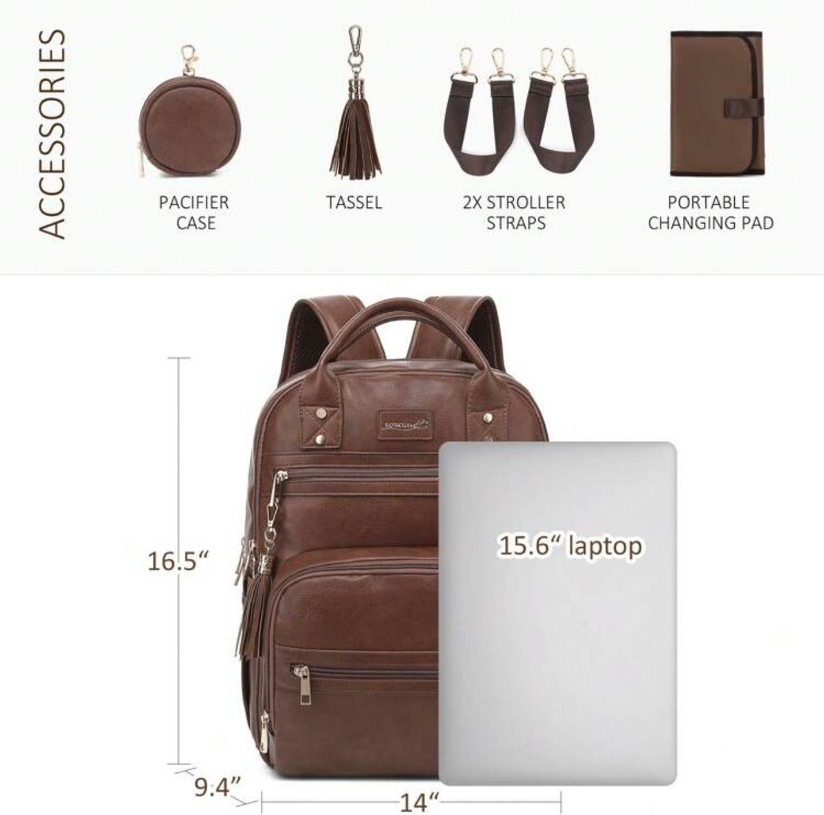 TidyMini™ LuxeCarry Vegan Leather Diaper Backpack & Changing Set