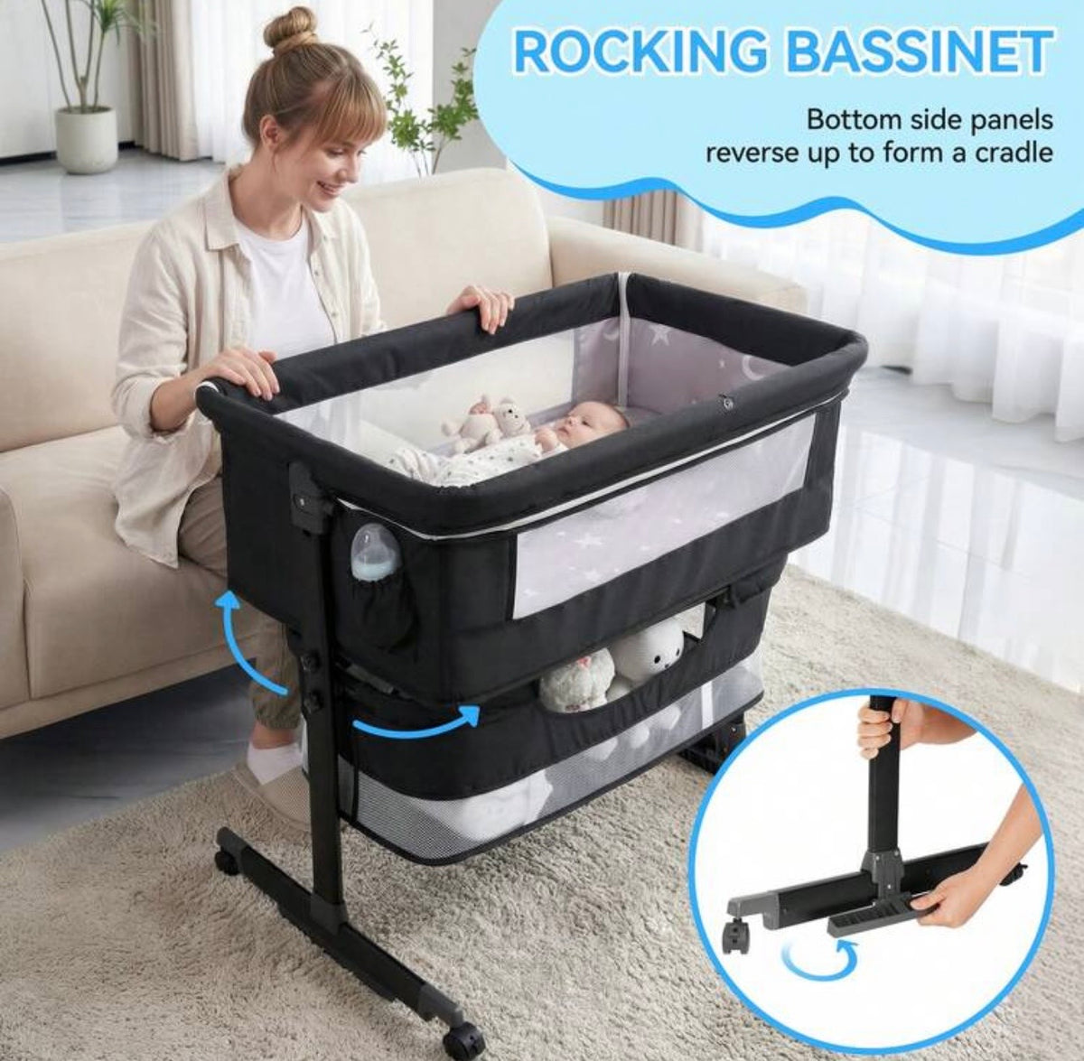 TidyMini™ DreamGlide 3-in-1 Bedside Bassinet