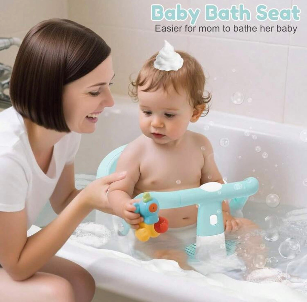 TidyMini™ DinoSit Baby Bath Seat — 360° Support with Non-Slip Cushion & Suction Base