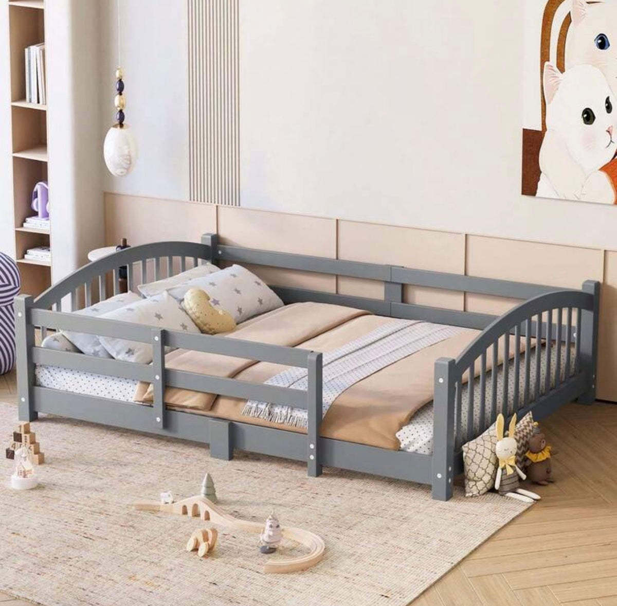 TidyMini Haven™ Montessori Floor Bed with Guardrails