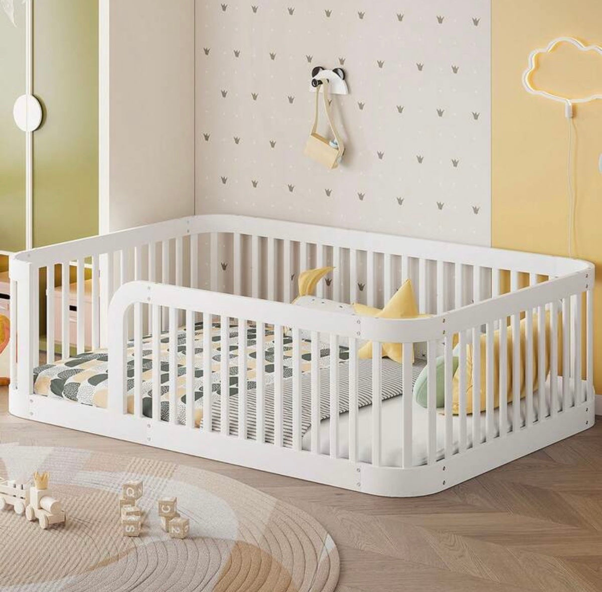 TidyMini™ NestHaven™ Floor Bed with Full Guardrails