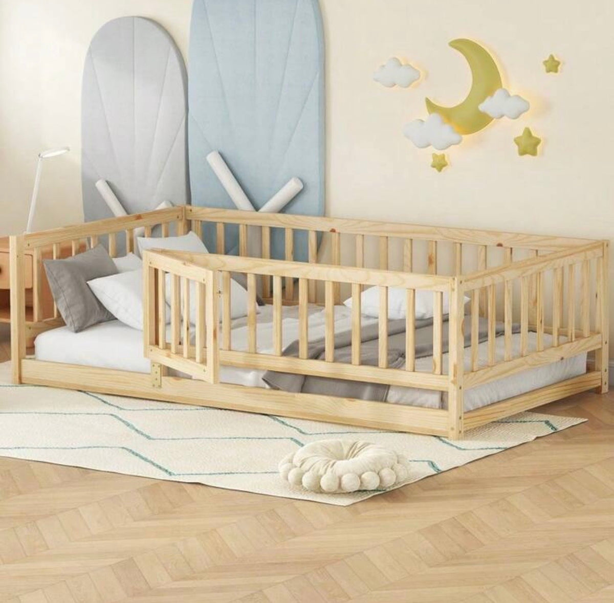 TidyMini CozyNest™ Montessori Floor Bed with Safety Rails