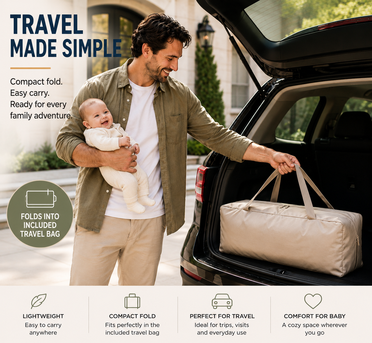TidyMini™ Nest & Go 5-in-1 Baby Playard with Bassinet, Changing Station & Canopy