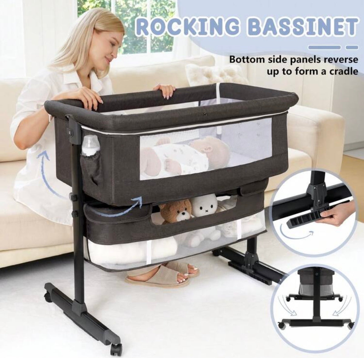 TidyMini™ DreamGlide 3-in-1 Bedside Bassinet
