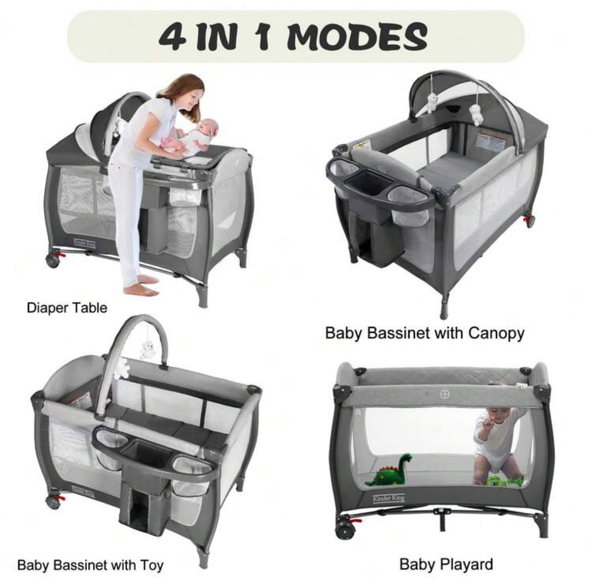 TidyMini™ HavenNest 4-in-1 Baby Playard & Bassinet