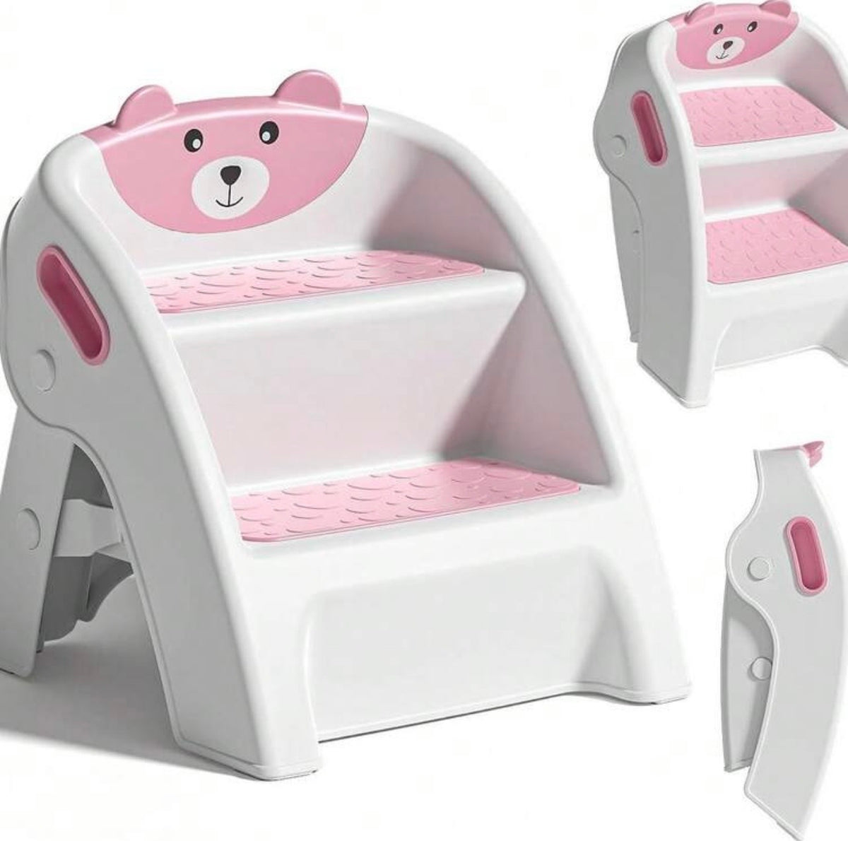 TidyMini StepUp Bear™ 2-Step Folding Toddler Stool with Anti-Slip Steps