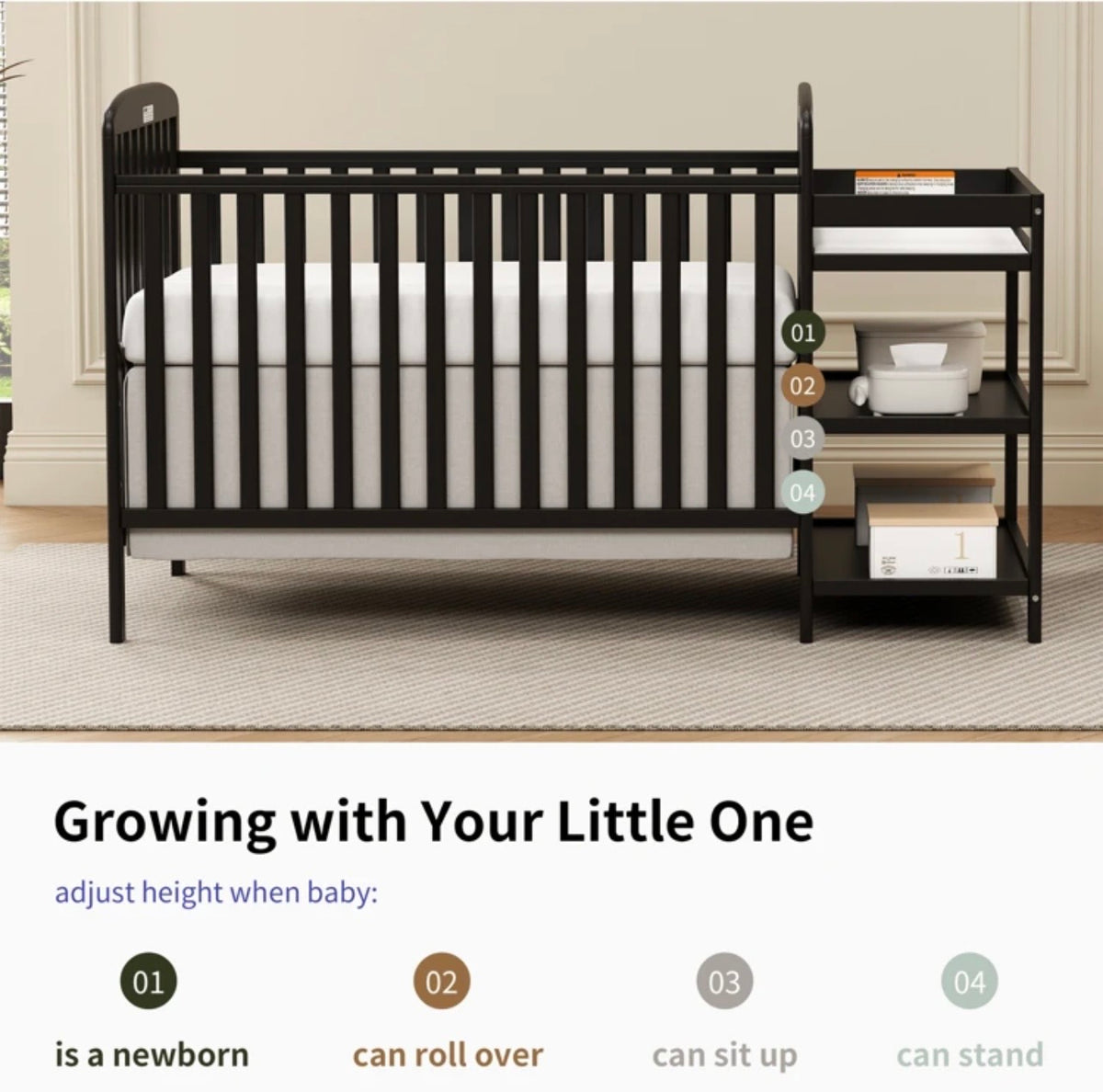TidyMini™ EverNest 3-in-1 Convertible Crib & Changing Station