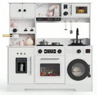 TidyMini™ LittleChef Luxe Play Kitchen Set – Interactive Wooden Kids Kitchen with Coffee Bar, Ice Dispenser, Oven, Sink & Washing Machine