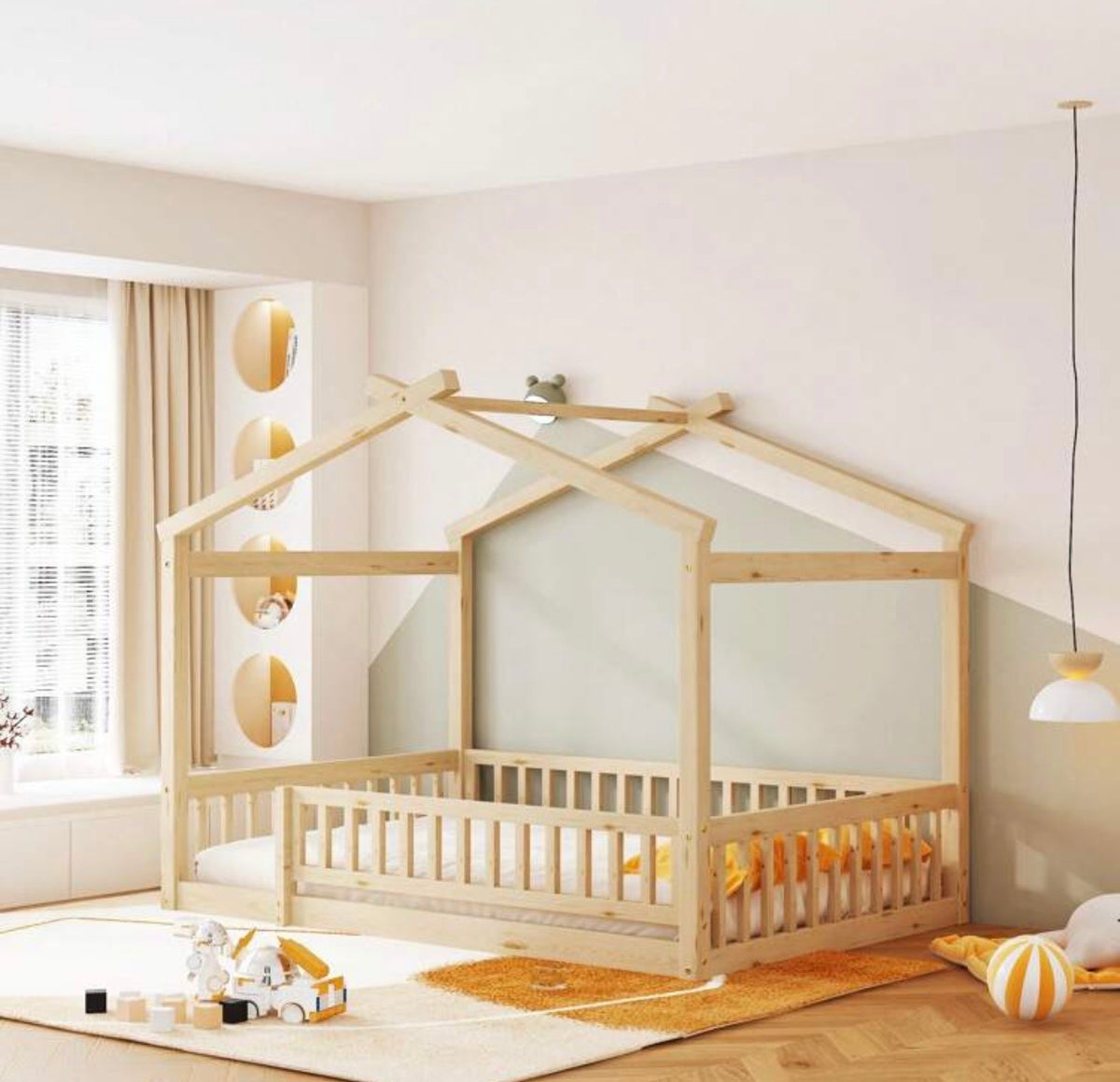 TidyMini™ DreamCottage™ Full House Floor Bed with Guardrails