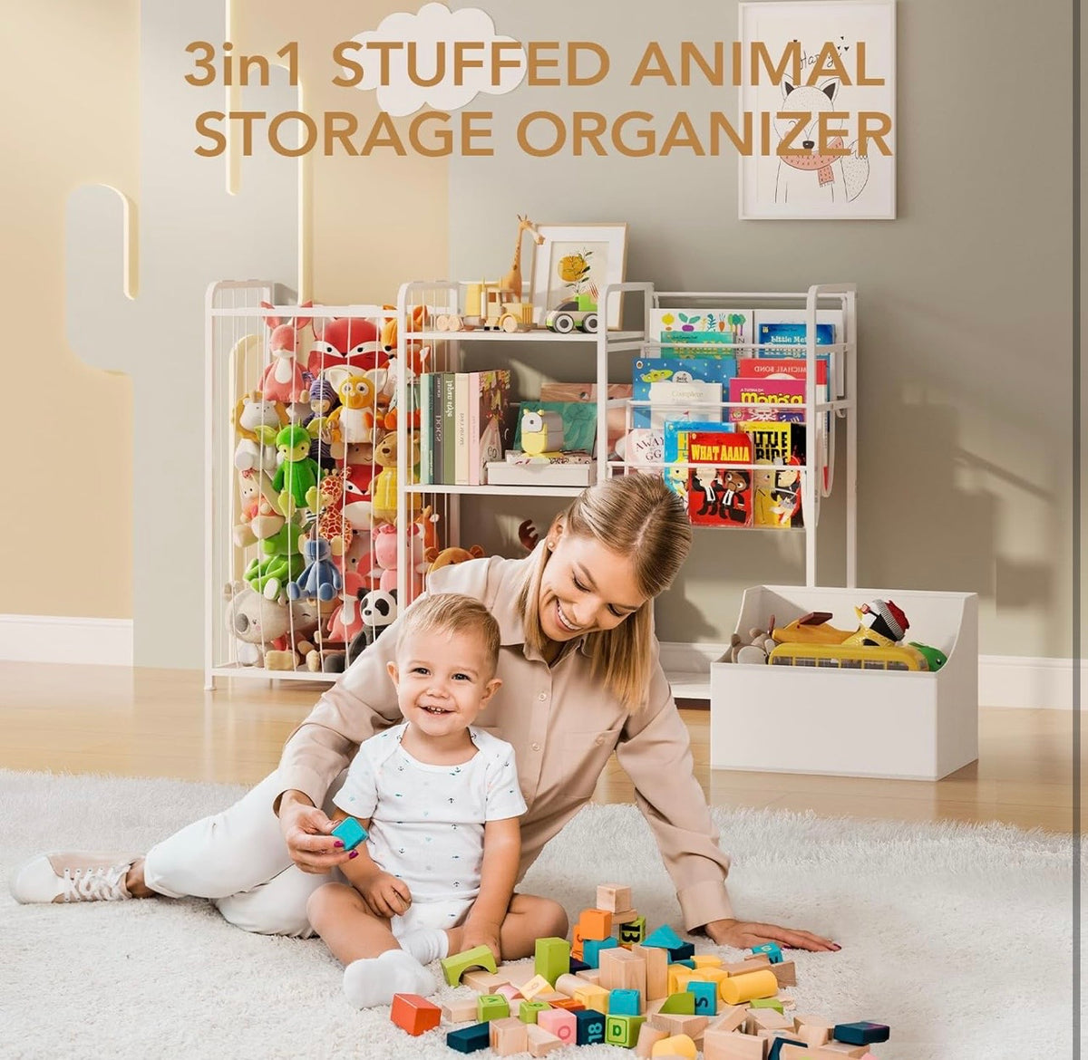 TidyMini™ WonderKeep 3-in-1 Stuffed Animal, Toy & Book Organizer