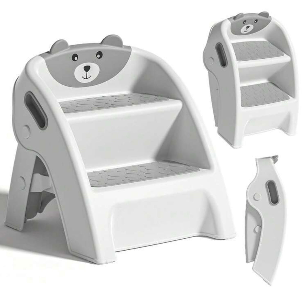 TidyMini StepUp Bear™ 2-Step Folding Toddler Stool with Anti-Slip Steps