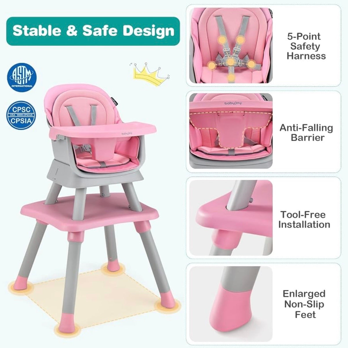 TidyMini™ GrowNest 8-in-1 Convertible High Chair — Booster, Toddler Chair & Activity Table