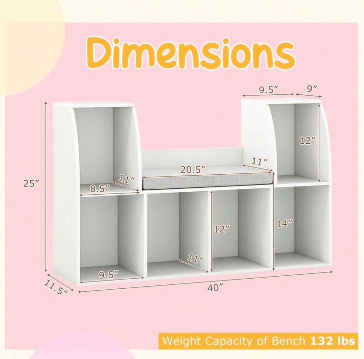 TidyMini Cozy Reading Nook & 6-Cube Kids Bookcase with Cushion