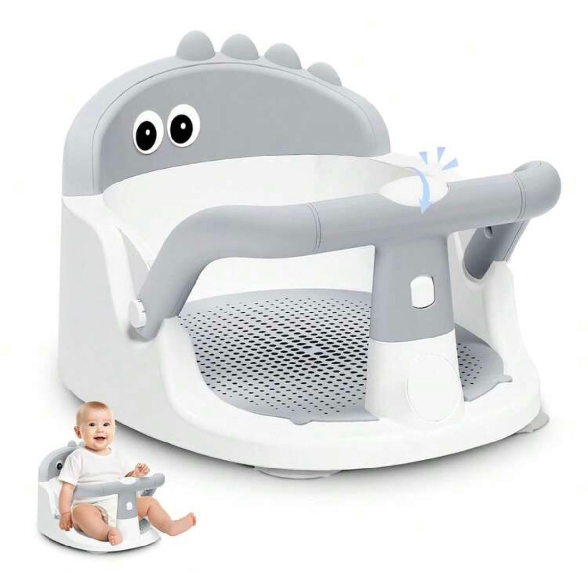 TidyMini™ DinoSit Baby Bath Seat — 360° Support with Non-Slip Cushion & Suction Base