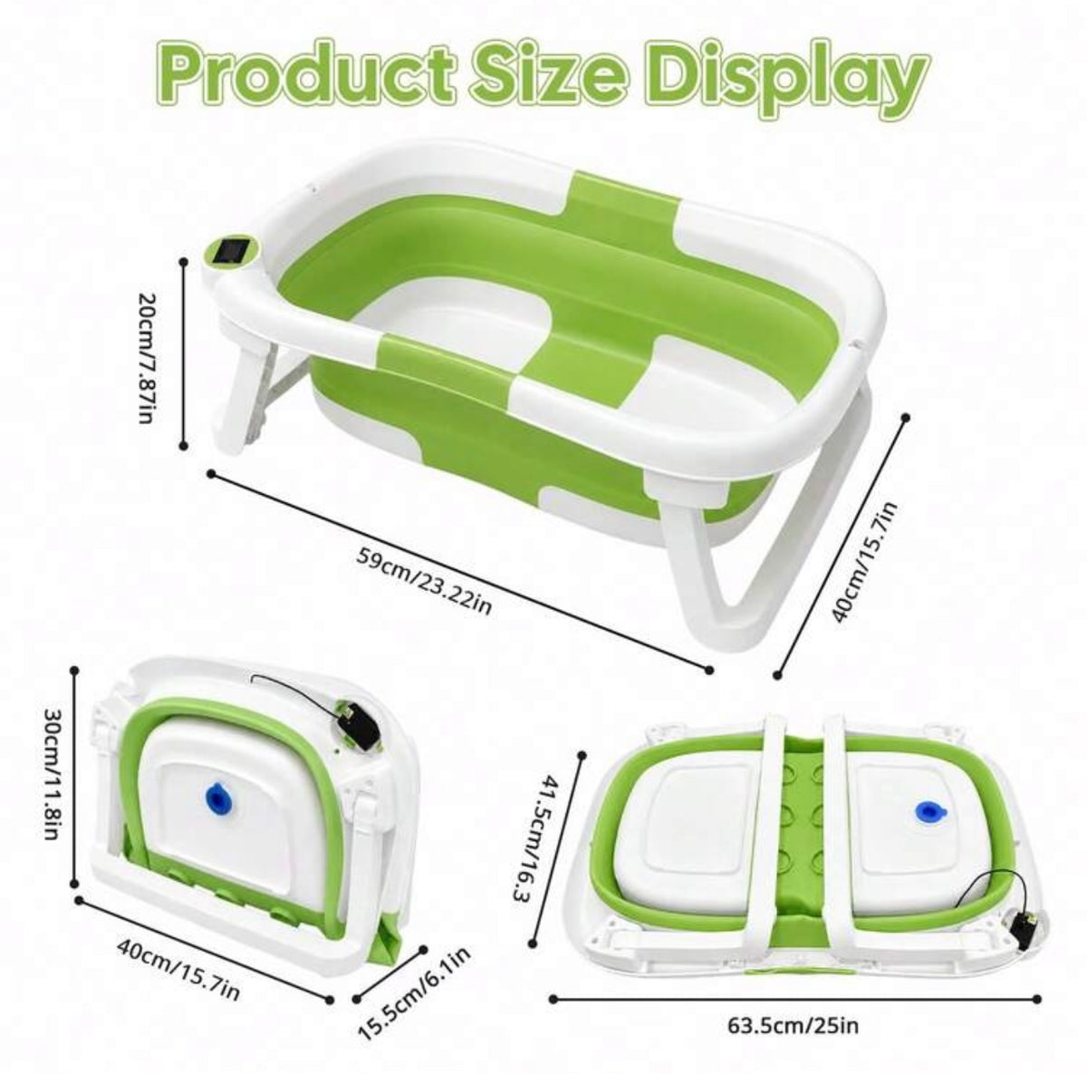 TidyMini™ AquaFold 3-in-1 Smart Baby Bathtub with Digital Thermometer & Newborn Cushion
