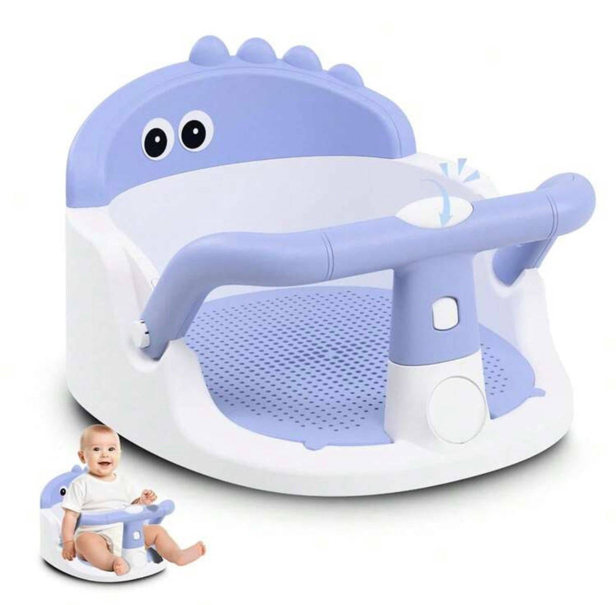 TidyMini™ DinoSit Baby Bath Seat — 360° Support with Non-Slip Cushion & Suction Base